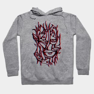 Abstract lines surreal magic eyes 3D red Hoodie